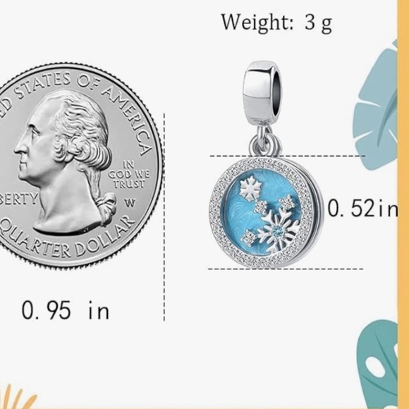 Silver Snowflake winter Christmas  charm fits all pandoras 925 - Picture 3 of 3